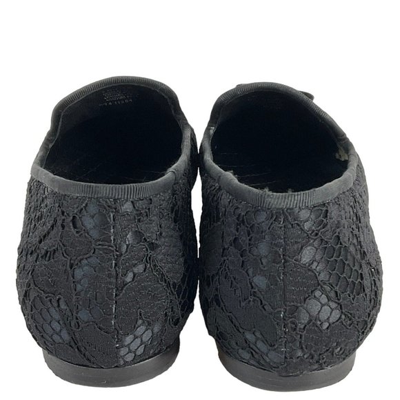 Tory Burch Shoes Womens Sz 6.5 Blk Chandra Loafer Satin + Fabric Lace Flat - Picture 5 of 16